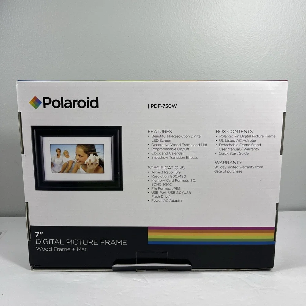 Polaroid Hi Res Digital Picture Frame Wood With Mat PDF-750W Pre-Owned Nice